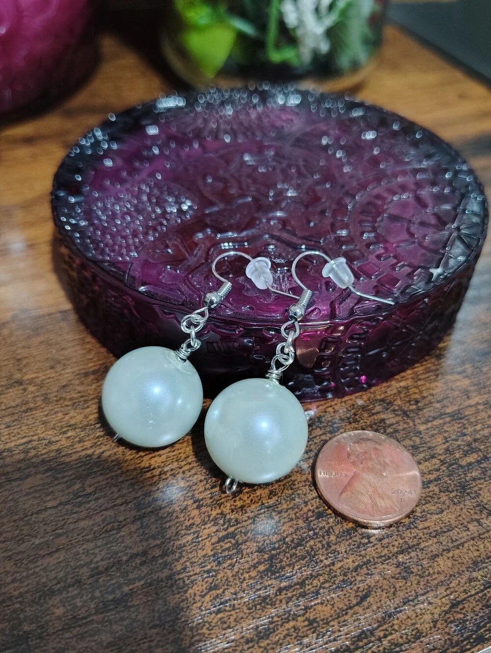 Large Classic White Pearl Drop Earrings - Handmade